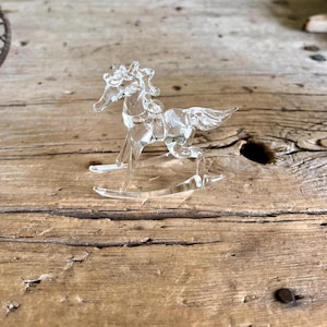 Crystal Rocking Horse / Clear Crystal / Rocking Horse Figurine / Curly Mane / 2.25 Inch