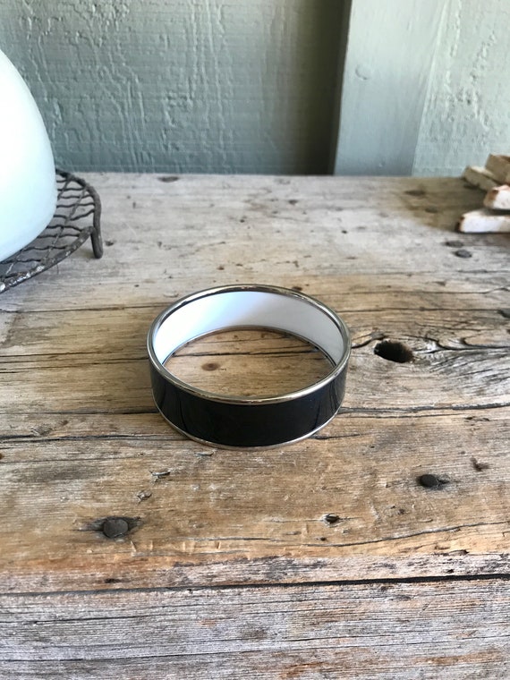 Halcyon Days / Bangle Bracelet / Black Enamel / Si