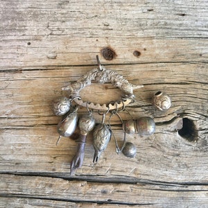 950 Sterling Silver Brooch / Pendant / Penca de Balandandan / Figa Fist / Fruit and Gourds / Dangling Charms / Screw Key / Brazil