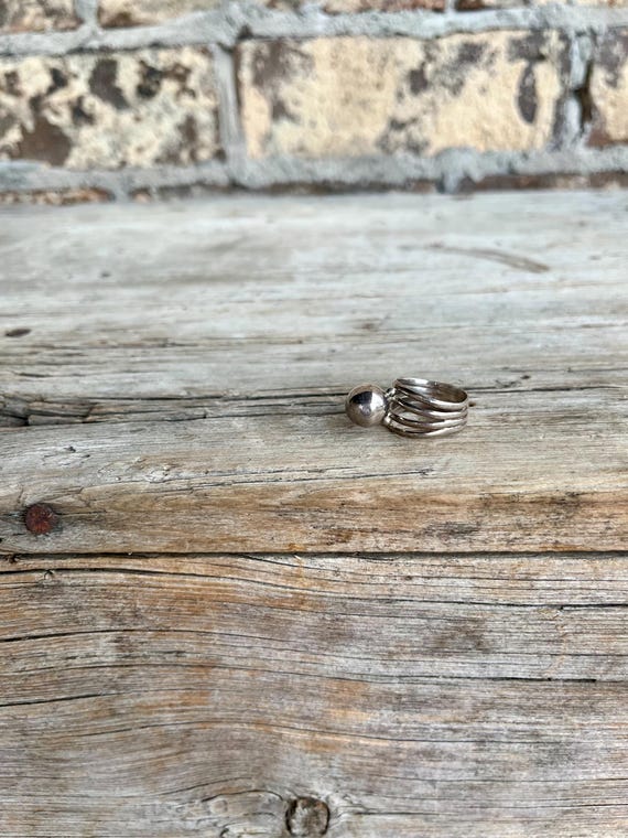 Sterling Silver Ball Ring: Split Shank, 4-Band De… - image 4