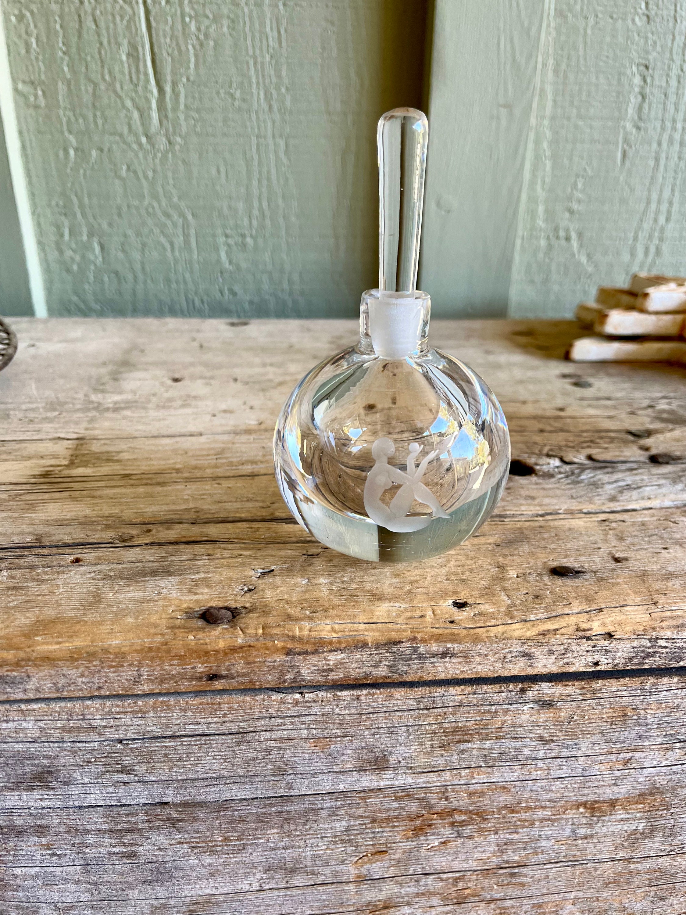 Orrefors Crystal / Perfume Bottle / Etched Lady / Naked Lady
