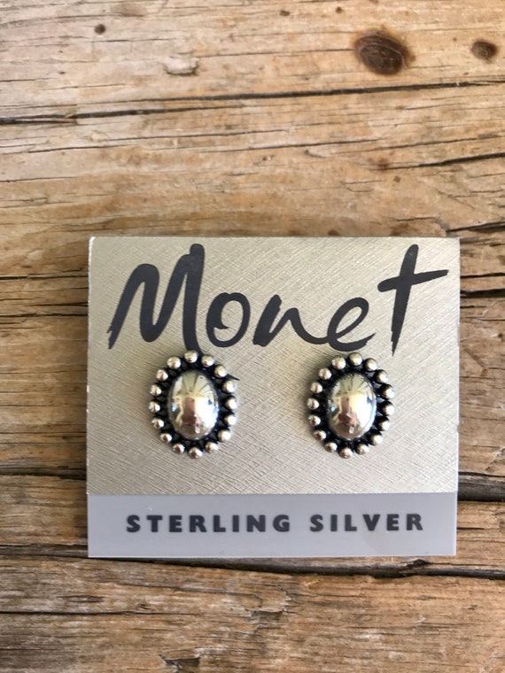 Sterling Silver / Monet Earrings / Puffy Ovals / … - image 1