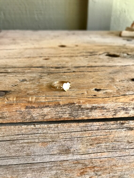 14k Gold / Baby Ring / Yellow Gold / Heart / Diamond … Gem