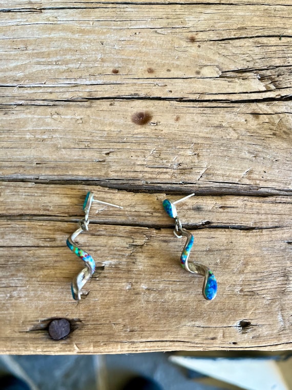 Sterling Silver / Dangle Earrings / Opal Gemstone… - image 4
