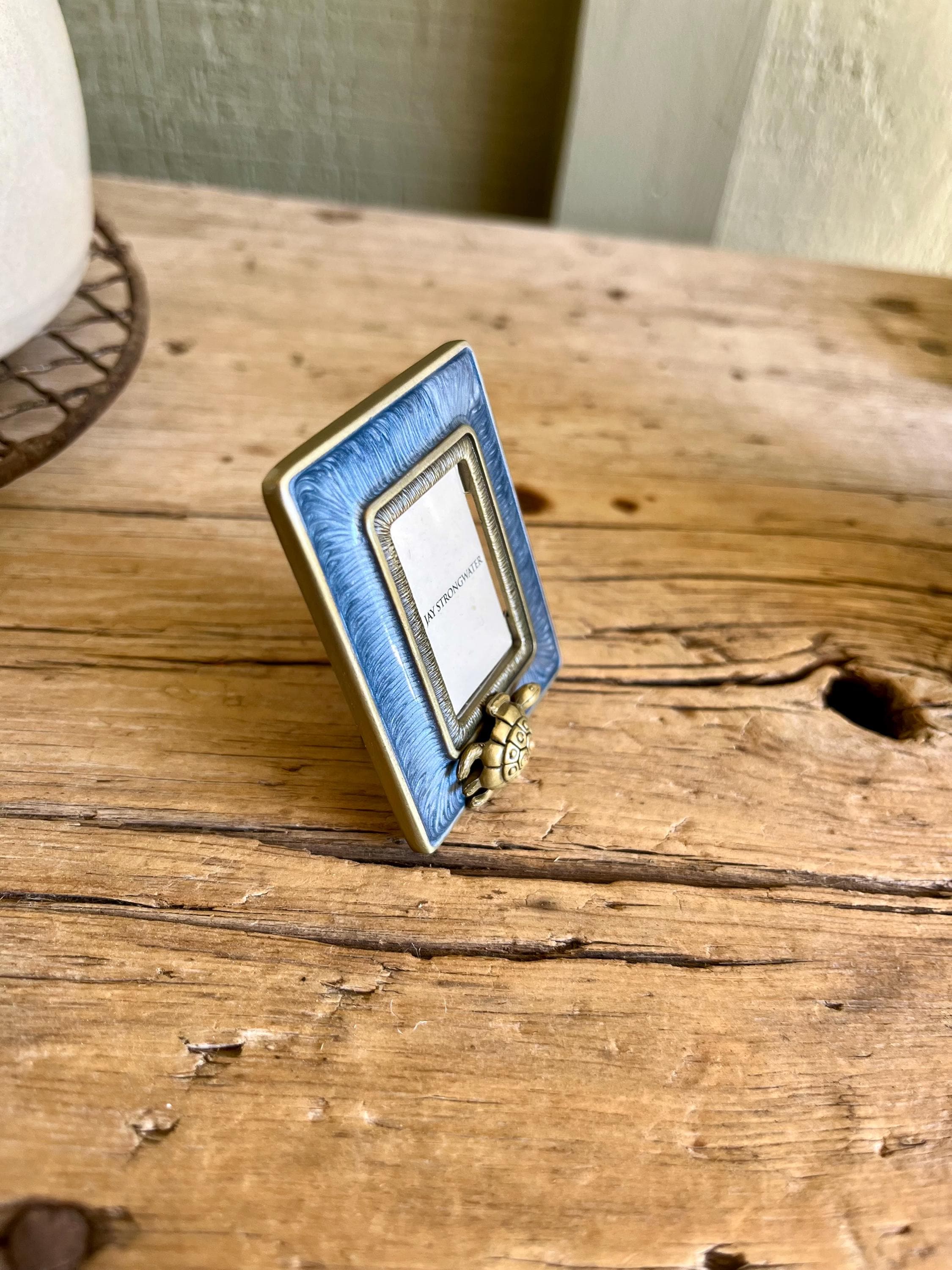 Jay Strongwater / Mini Photo Frame / Blue Enamel / Silver Tone