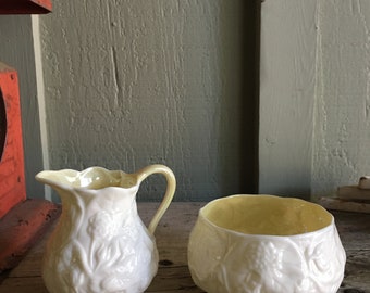 Belleek Pottery /china / Lotus Pattern / Yellow / Creamer / Open