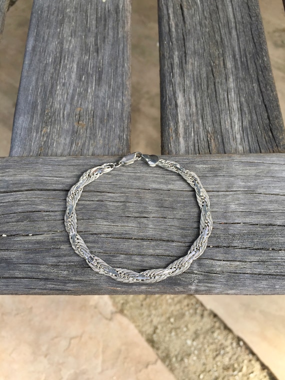 Sterling Silver Bracelet / Hammered / Textured / … - image 1