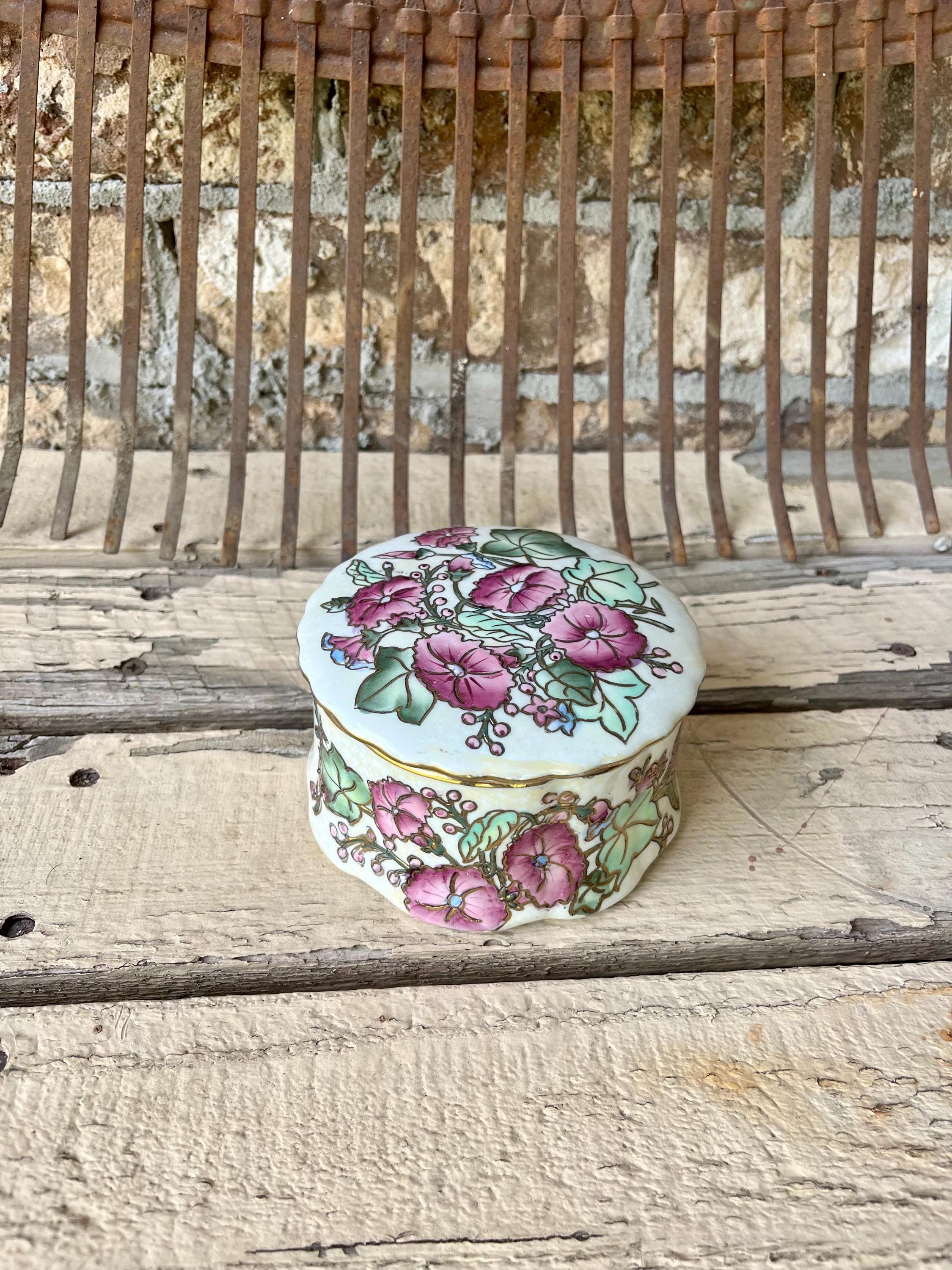 小物入れ Wasted Youth RIBBON CERAMIC BOX Toyo Ceramic / Trinket Box / Pink Morning Glory / Round Lidded