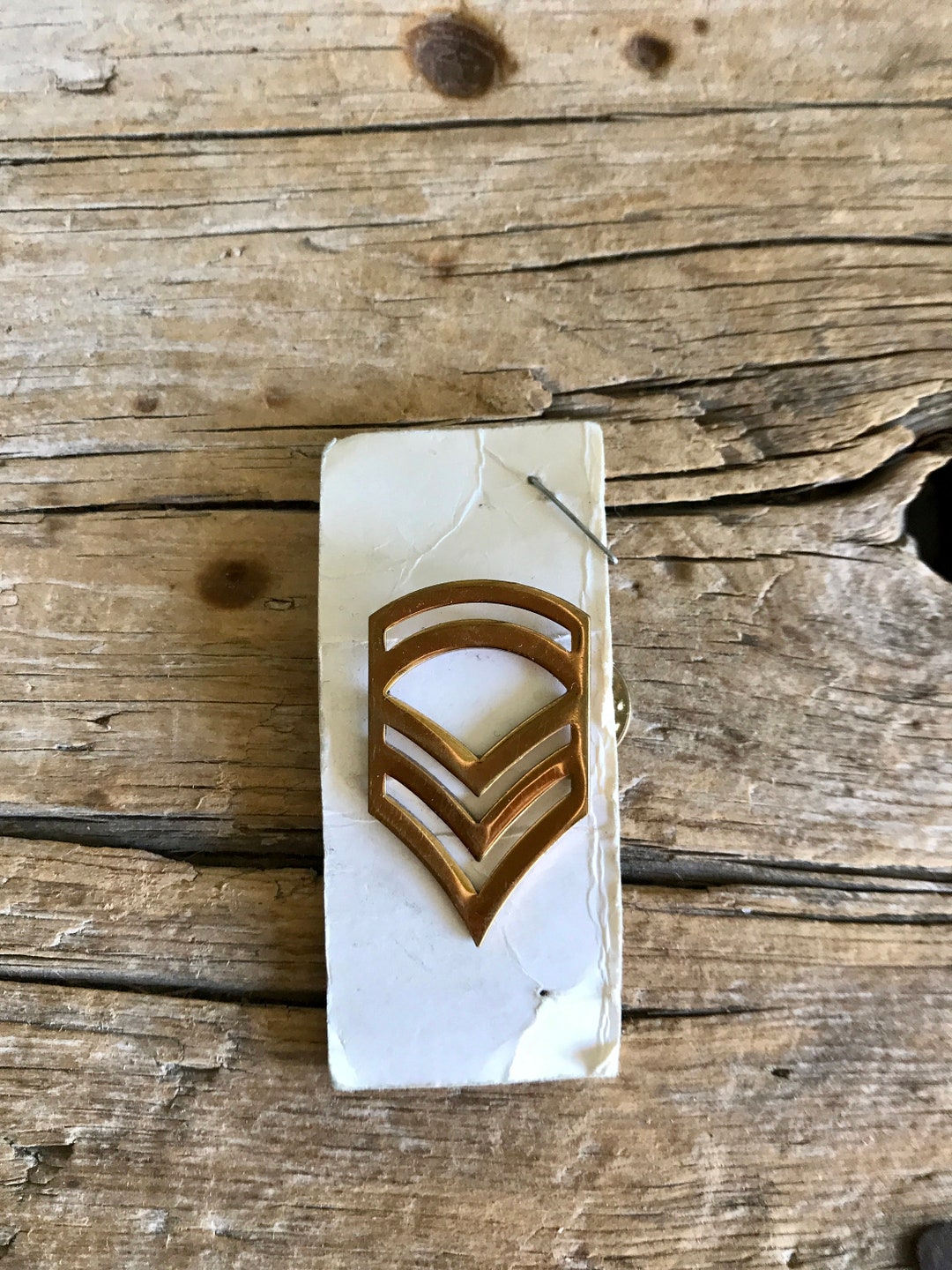 Gold Tone / US Military / Chevron Pin / Wwll Lapel Pin / Bar Stipes ...
