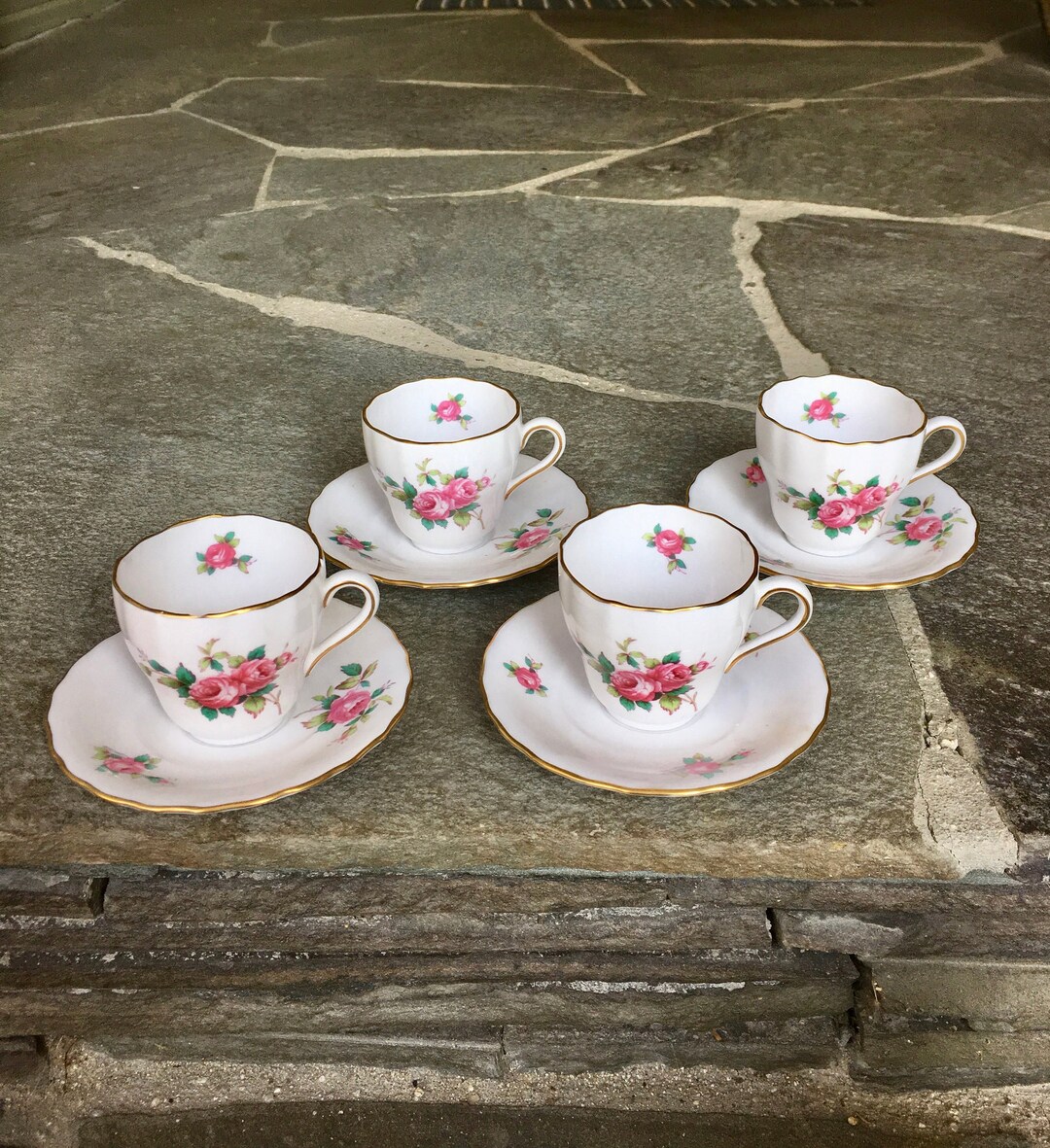 Springbone Cups Spode / Bone Chine / England / Tea Cups / Saucers / Billingsley / Rose ...