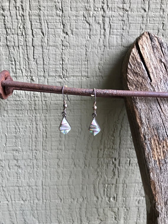 Sterling Silver / Dangle Earrings / DM / Faux Opal