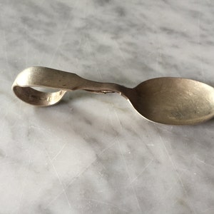Sterling Silver Baby Spoon / Saart Brothers /  Curved Handle  / Feeding Spoon / Patina / Vintage