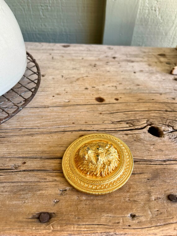 Large Circle Brooch / Large Circle Pendant / Gold… - image 3