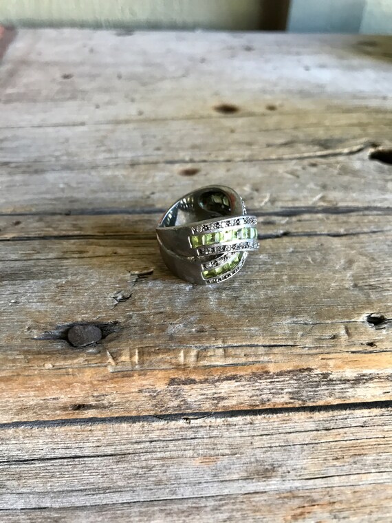 Sterling Silver / Tiny Diamonds / Peridot Stones … - image 2