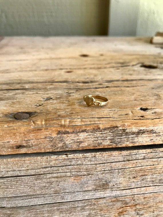 14k Gold / Baby Ring / Yellow Gold / Heart / Diamond … Gem