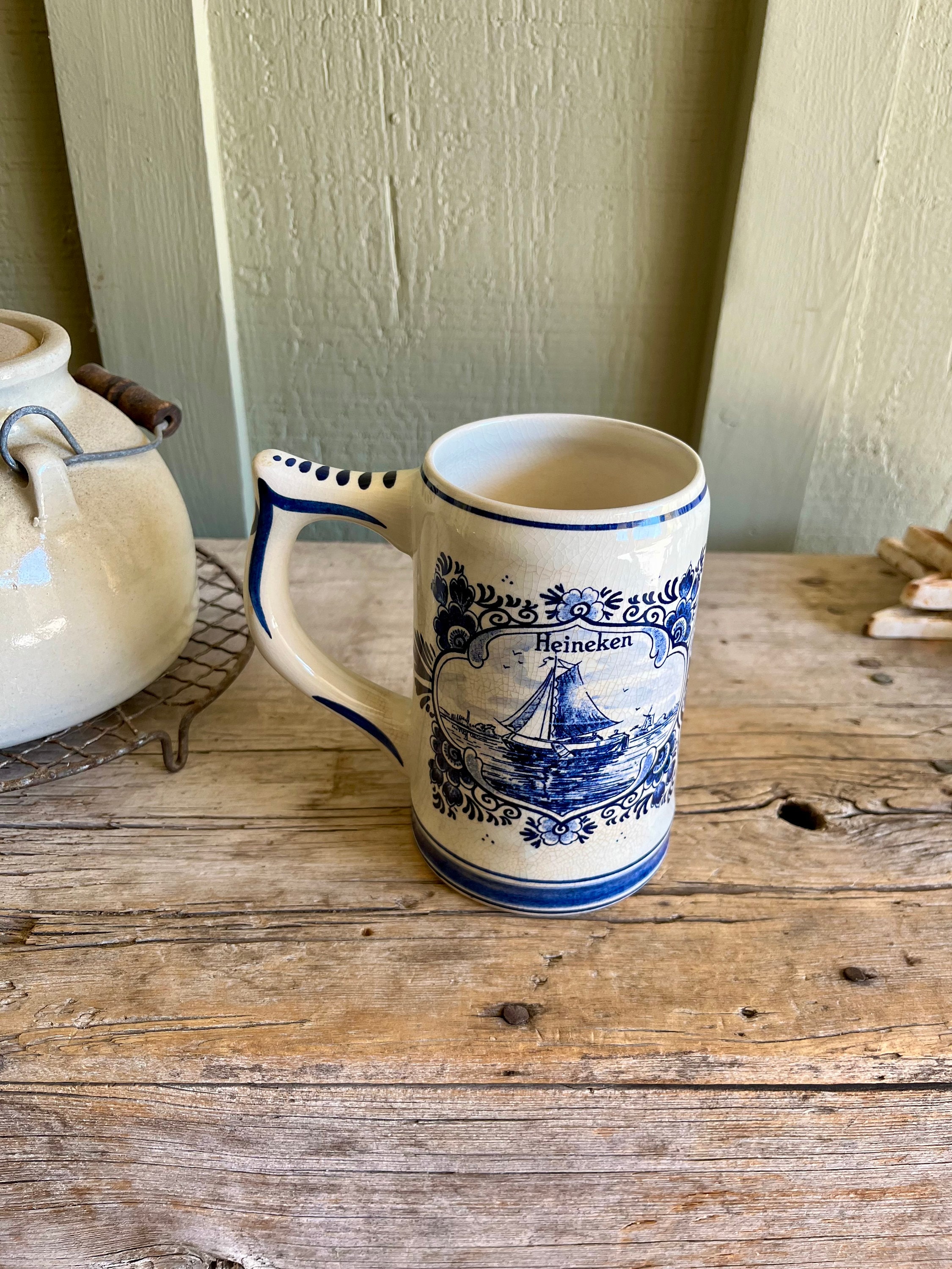 Heineken Mug / Beer Stein / Blue Delft / Blue and White