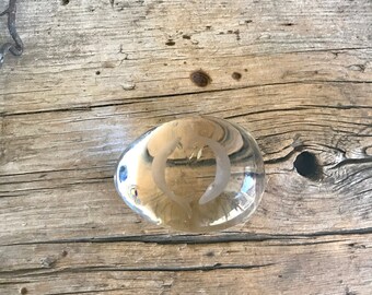 Crystal Egg / Etched Fish / 2 Koi Fish / Ekenas of Sweden / Circle of Life / Clear Crystal / Frosted Koi / Crystal Paperweight