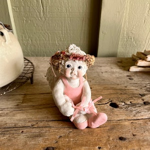 Kristin / Dreamsicle Ballet / Angel Ballet / Pink Leotard / Pink Bows / Pink Ballet Shoes / Dried Flower / Cast Art / 1994 / Cherub