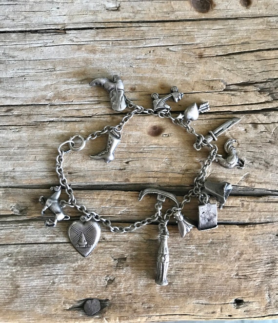 Sterling Silver / Charm Bracelet / Soda Bottle / … - image 1