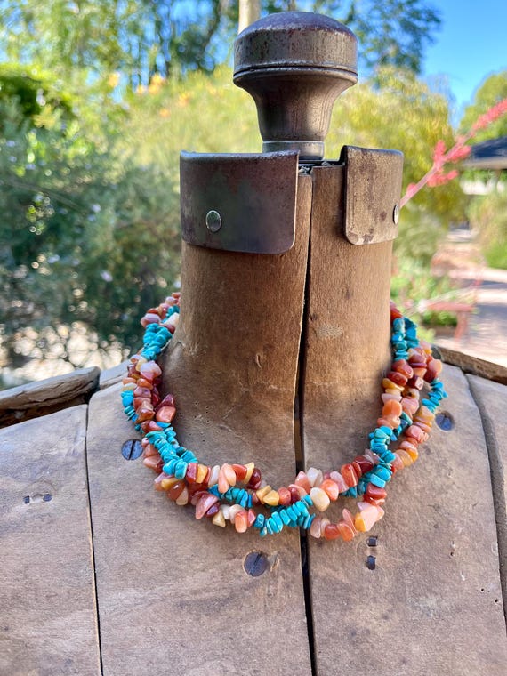 Sterling Silver / Turquoise Gemstone / Carnelian … - image 1