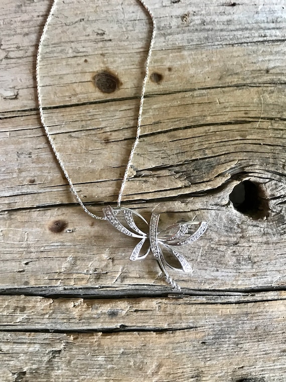 Sterling Silver / Sparkly Box Chain / Butterfly P… - image 2
