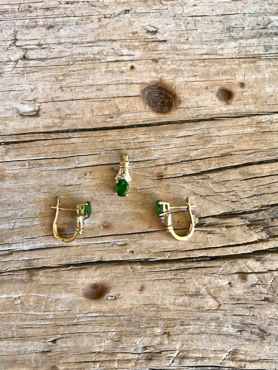 10K Gold / Tsavorite Garnet / Green Tourmaline / E