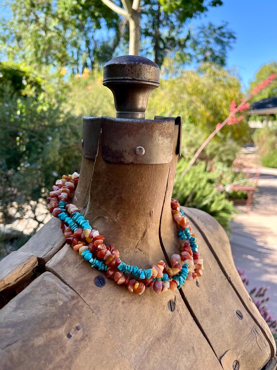 Sterling Silver / Turquoise Gemstone / Carnelian … - image 2