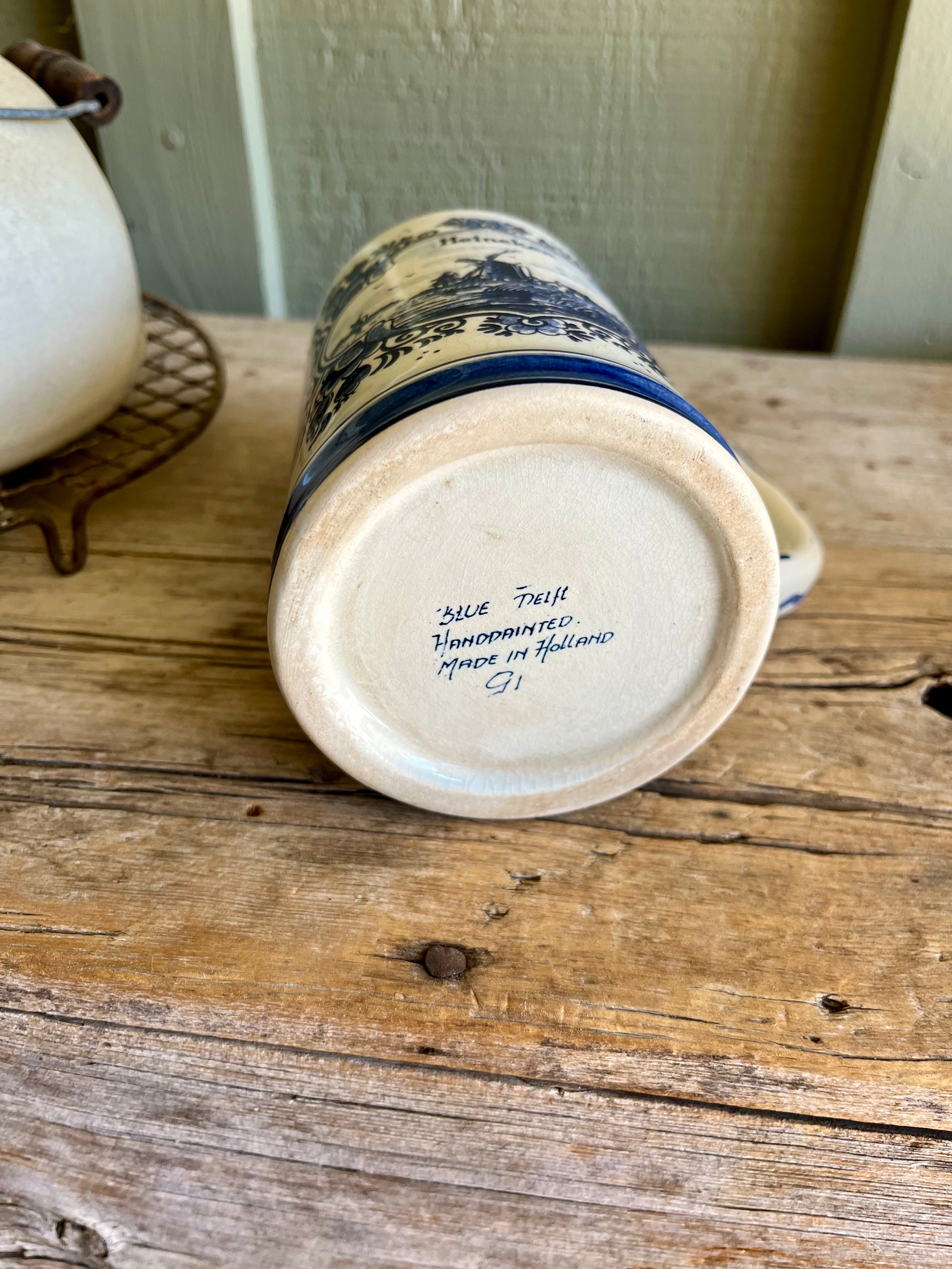 デルフト　酒盃 Delft Blue Hand Painted Beer Stein Mug Coffee Mug Windmill