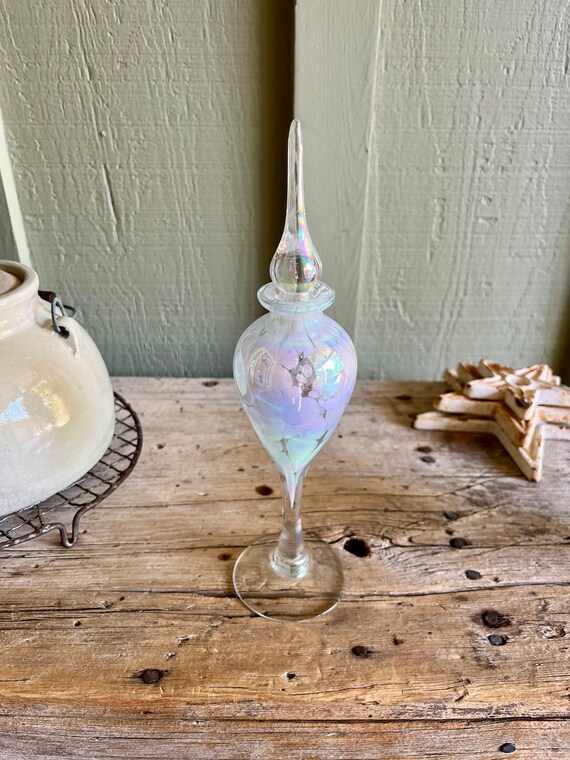 Hand Blown Glass / Perfume Bottle / Opalescent White … - Gem