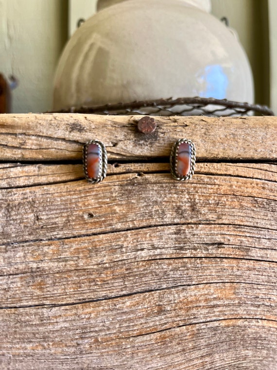 Sterling Silver / Drop Earrings / Rectangle Gemst… - image 1