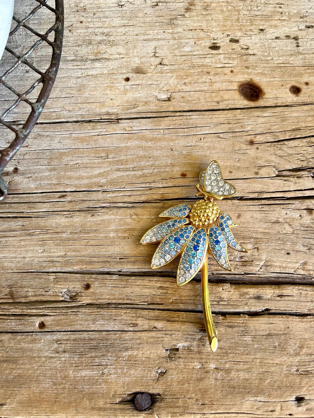 スワロフスキーSwarovski ブロッチ Swarovski Crystal / Gold Tone / Large Brooch / Clear Butterfly