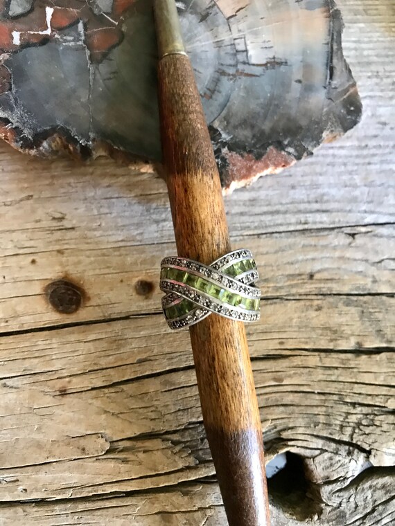 Sterling Silver / Tiny Diamonds / Peridot Stones … - image 6