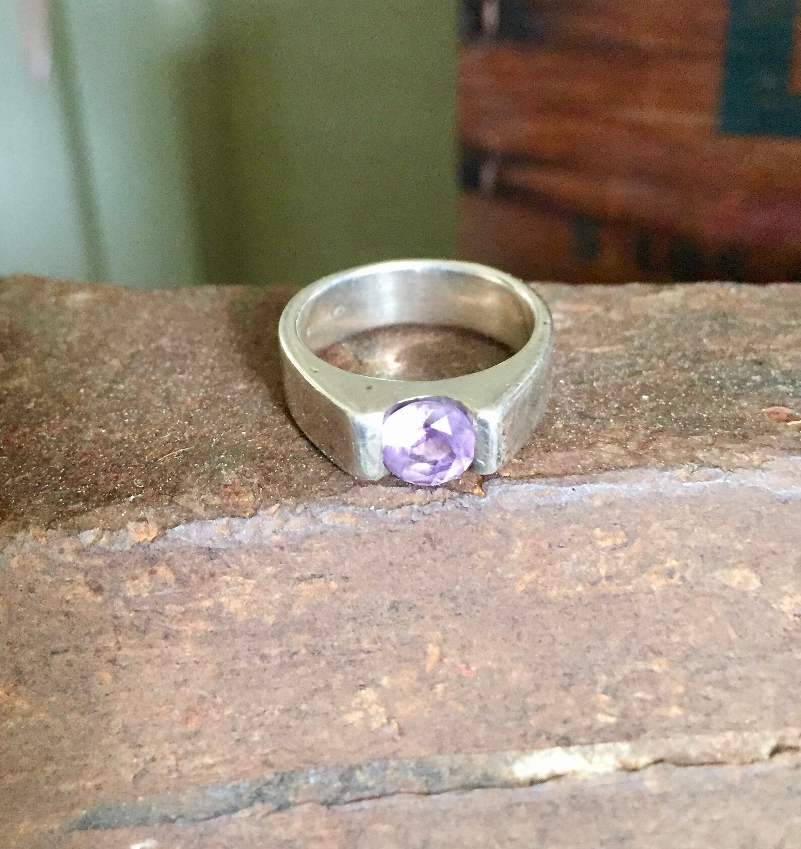 Boma Sterling Silver Amethyst Ring / Channel Setting / Channel - Etsy