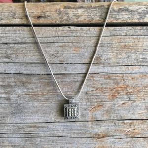 Sterling Silver Necklace / Snake Chain / 16 Inch / Square Pendant / Round Dots / Square Marcasite Stones / Gold Color / Etched Bale / Choker