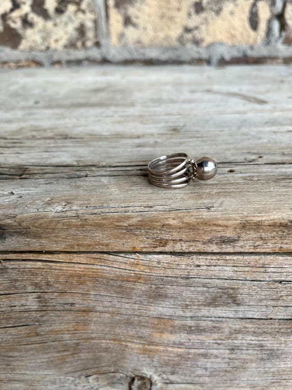 Sterling Silver Ball Ring: Split Shank, 4-Band De… - image 2