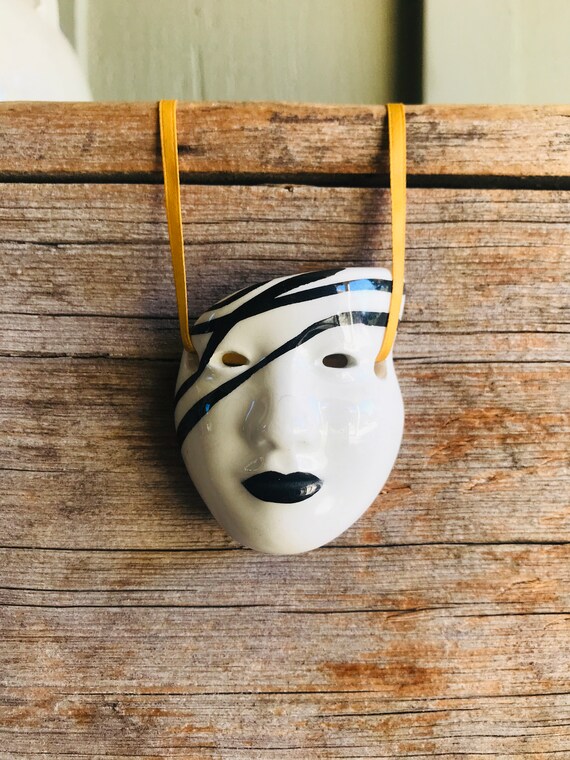 Ceramic Face Mask / Ceramic Pendant / Large Pendant /… Gem