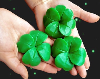 Set of 4 soap clover, 4 leaf clover soap, St. Patrick gift, carving soap clover, 4 green clover, hand carved soap clovers, St Patrick clover