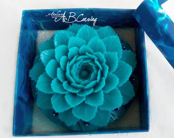 Big blue carved lotus soap, water lily soap, hand carved soap, lotus carving soap, flower scented soap, decorative soap, Christmas gift