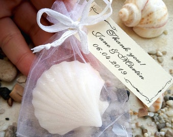 Soap wedding favors, wedding shower soap, sea clam soaps, guest gifts bulk, mini soaps in bulk, personalized design, nautical party favors