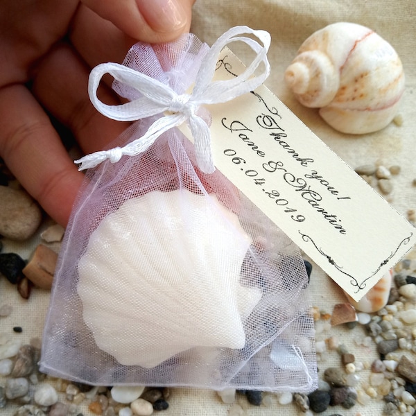 Soap wedding favors, wedding shower soap, sea clam soaps, guest gifts bulk, mini soaps in bulk, personalized design, nautical party favors