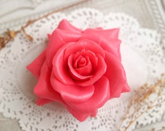 Valentine's day gift, big hand carved rose soap, decorative rose, exotic flower carved soap, real red rose shaped soap, perfect women's gift
