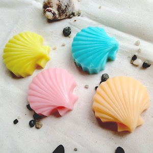 Mini saponi a forma di vongole, saponi a forma di conchiglie, saponi a forma di vongole sfusi, bomboniere nautiche per matrimoni, regali per invitati a feste nuziali, regali nautici sfusi per invitati, decorazioni per il bagno