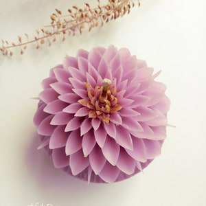 Hand Carved Purple Chrysanthemum Candle: Thai Carving Technique