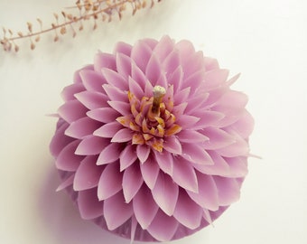 Big purple chrysanthemum candle, carving flower candle, flower shaped candle, carved chrysanthemum wax, housewarming gift, new home gift