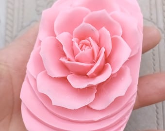 Valentine rose soap gift, hand carved rose soap, decorative flower soap, pink rose bar soap, delicate floral soap, pink exotic bar soap