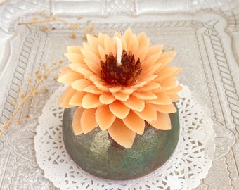 Orange Gerbera Kerze, blumenförmige Kerze, florale Schnitzkerze, bemalte Blumenkerze, Dekokerze, Muttertagsgeschenk, Frauengeschenk