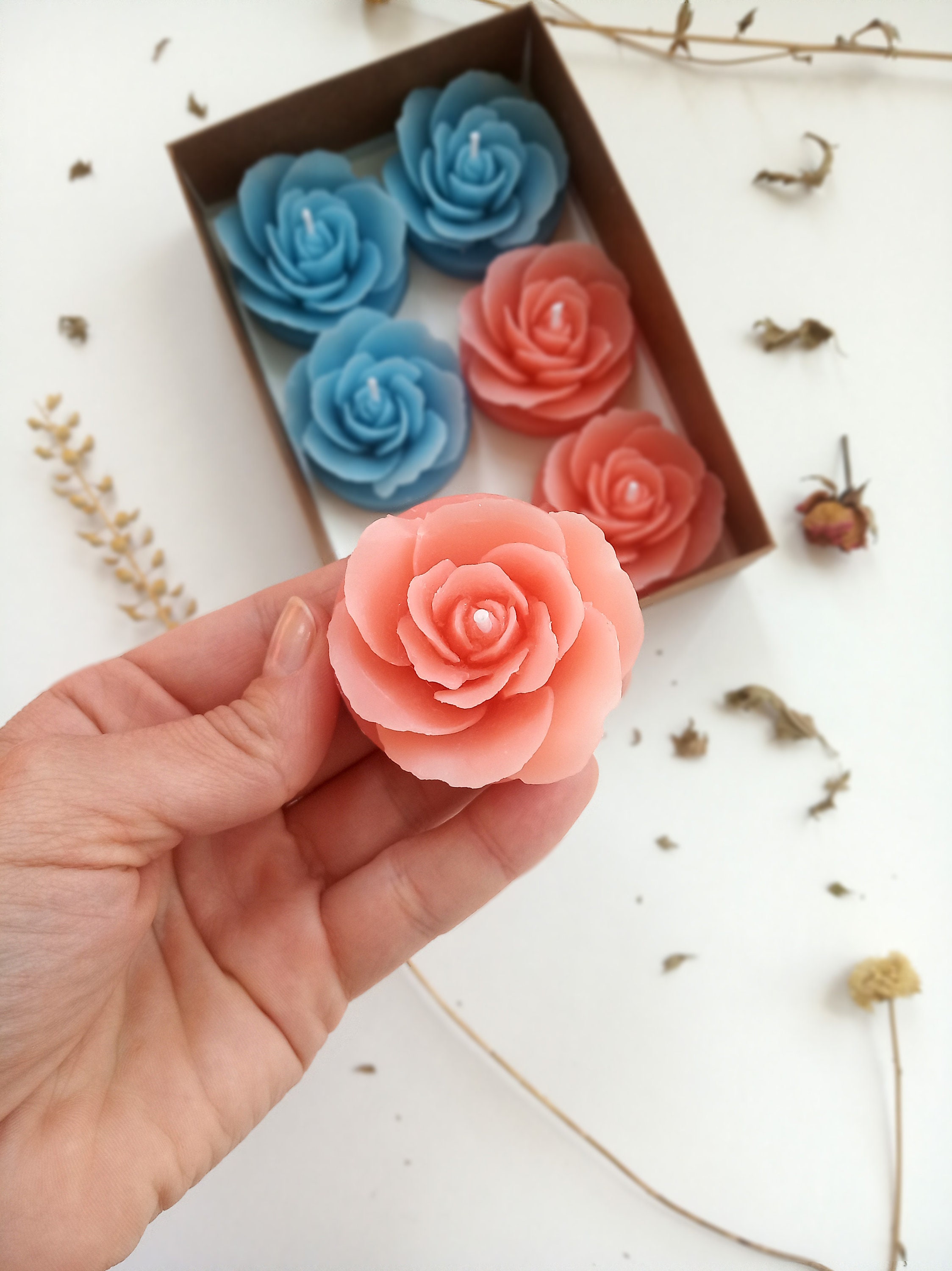 Rose Shaped Tea Lights Rose Flower Tea Lights Set Hand Etsy