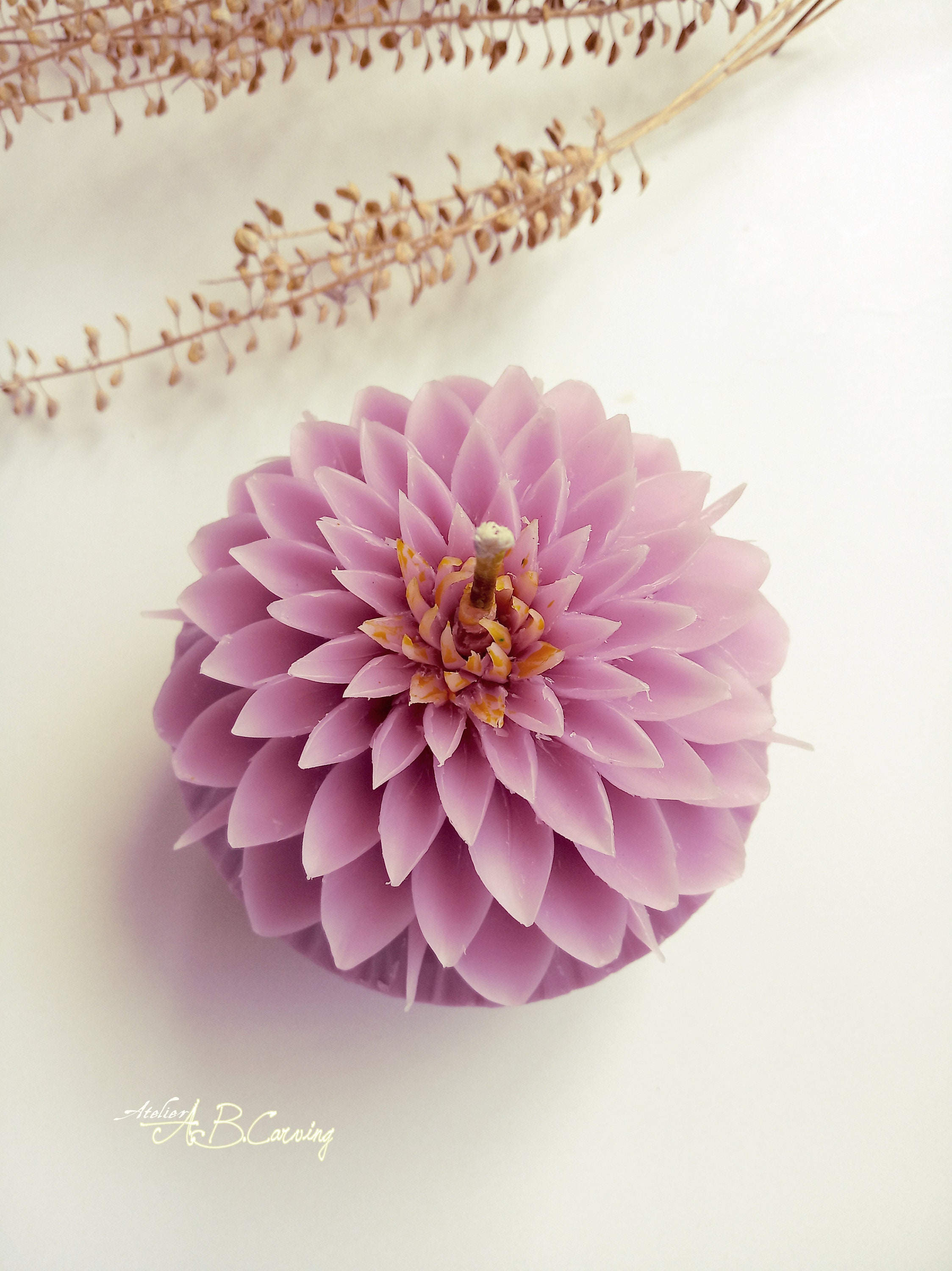 Colorful Chrysanthemums Pink Colored Flower Shaped Scented Candle