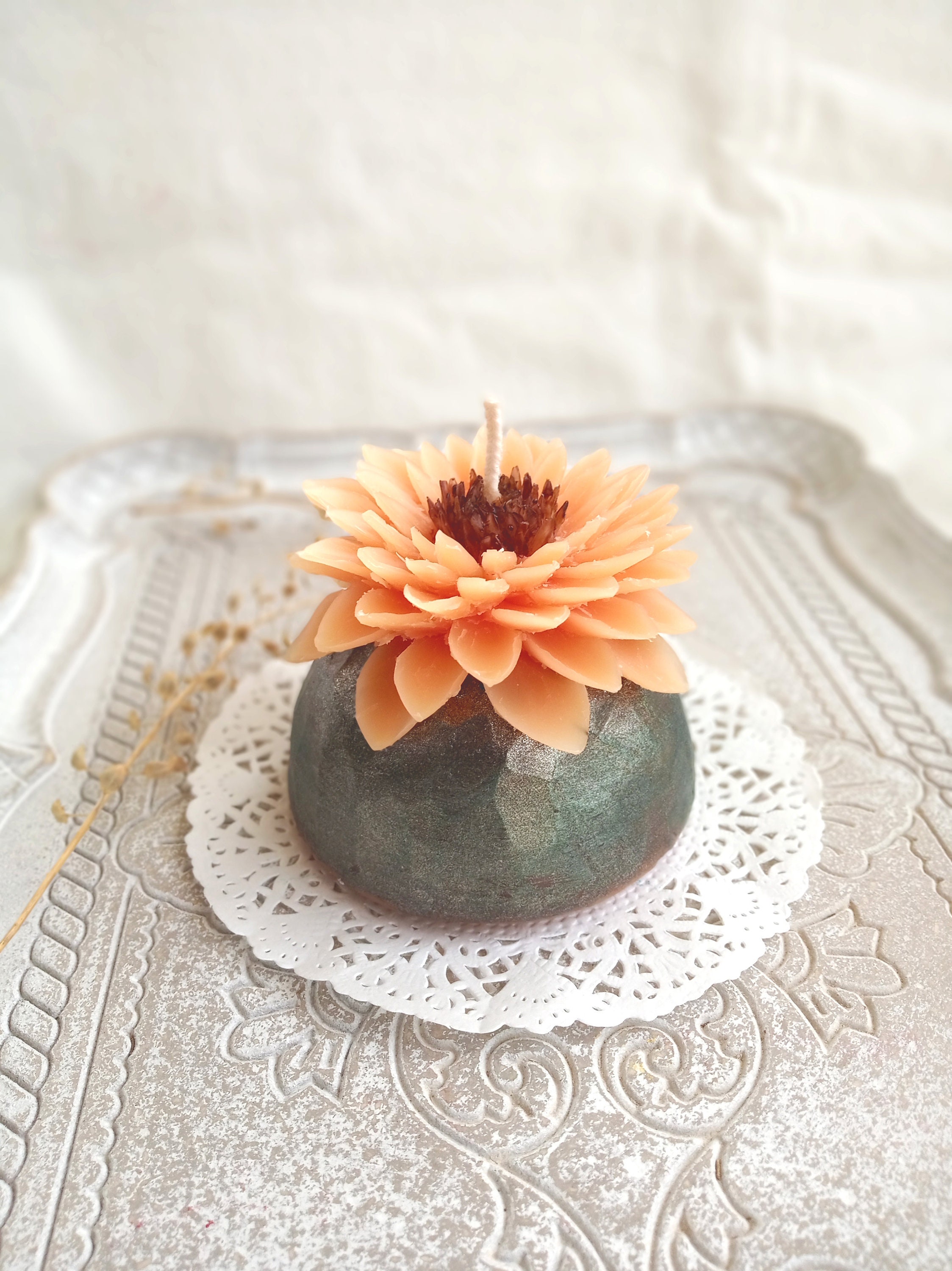 Orange Gerbera Candle Flower Shaped Candle Floral Carving Etsy UK