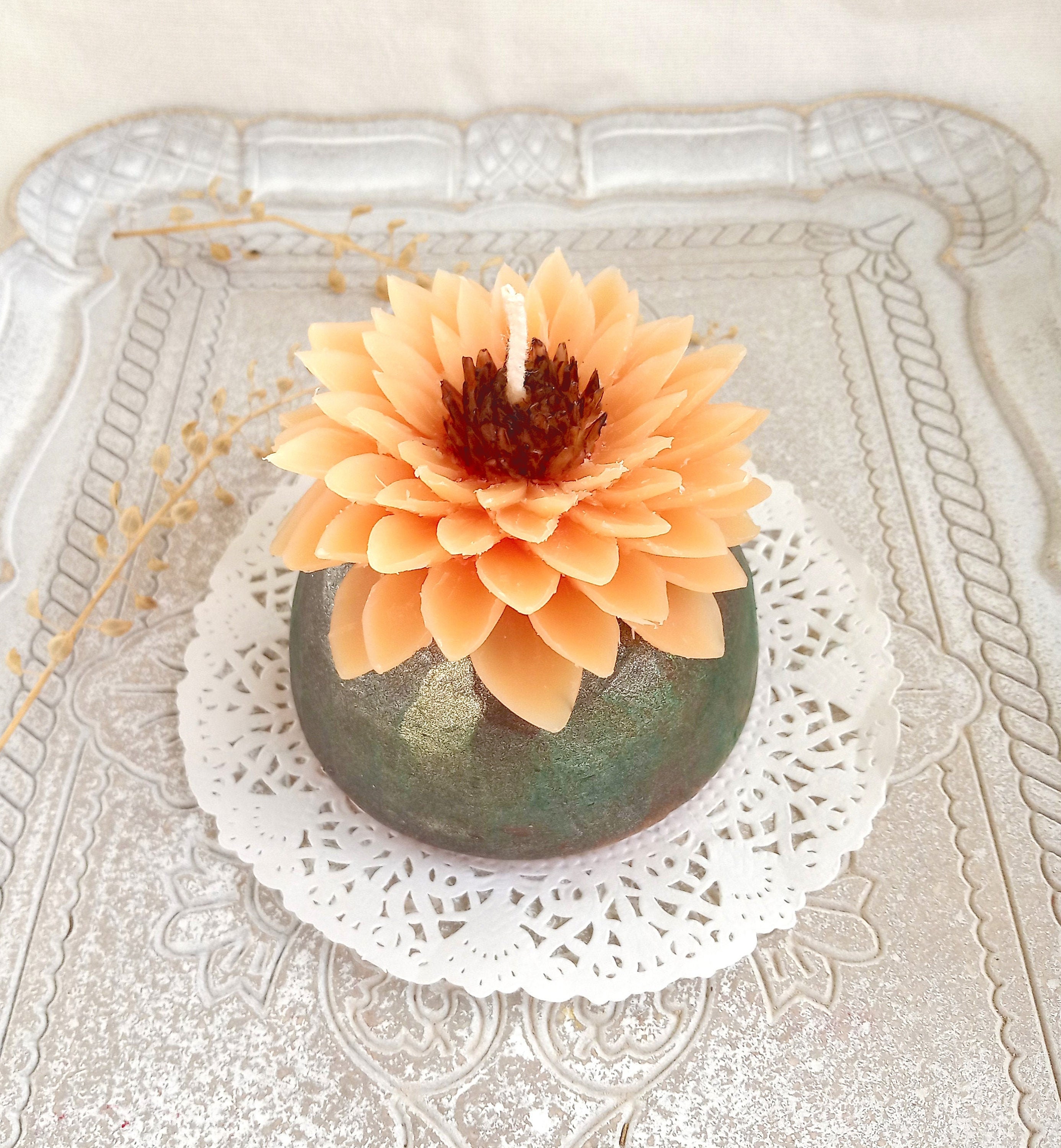Orange Gerbera Candle Flower Shaped Candle Floral Carving Etsy UK